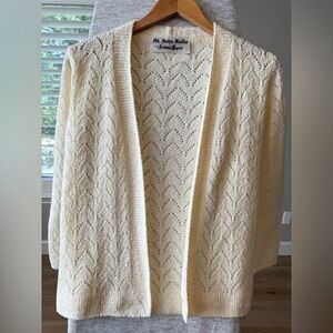 Vintage St. John Knits for Neiman Marcus Cardigan Ivory Chevron Small size